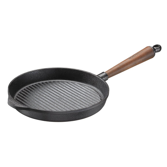 Skeppshult cast iron grill pan with walnut handle, high-quality cookware for grilling and cooking